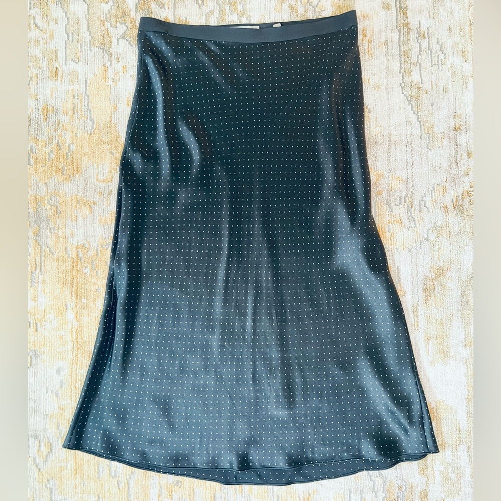 Vince Black Silk Midi Skirt Bias Cut Small
